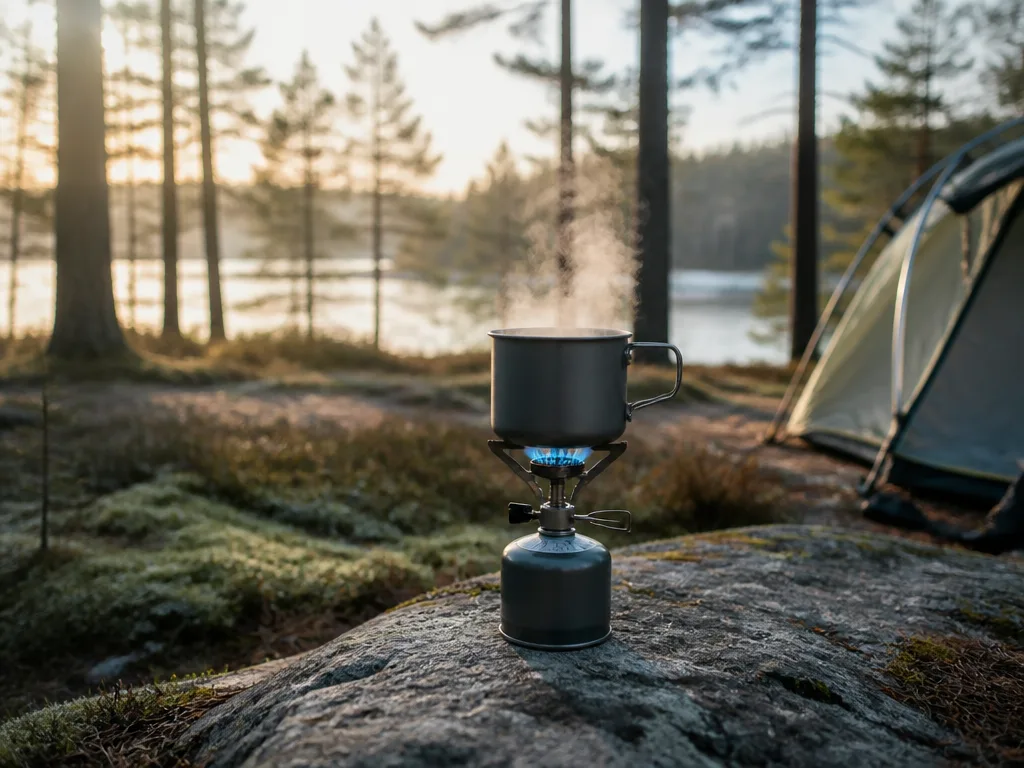 Stormkök med kokkärl används för att laga mat utomhus vid tältplats